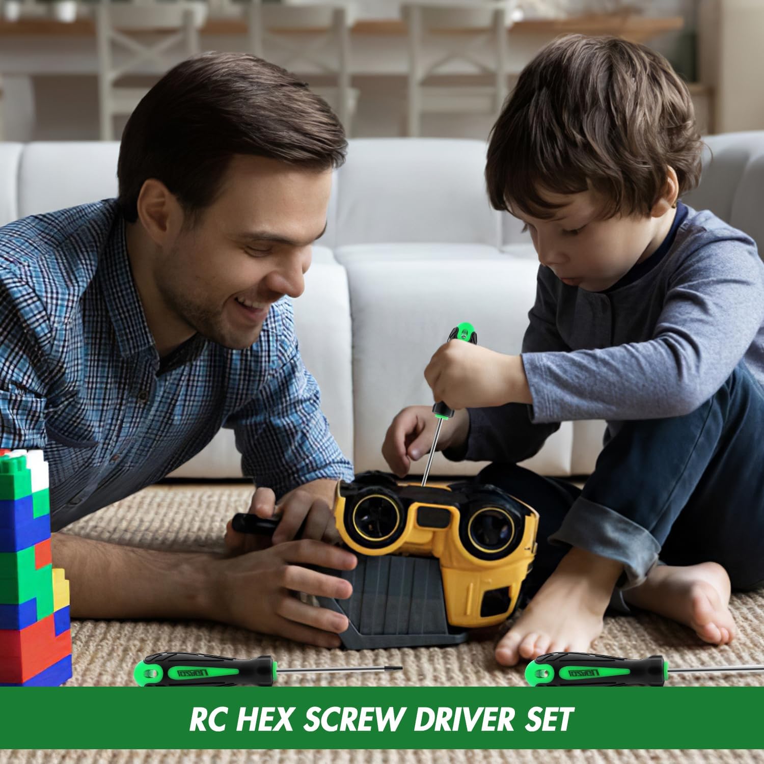 14pcs Mini Hex Screwdriver Set, Metric(0.9mm-3mm) SAE(0.035-1/8) Hex Allen Wrench Screwdriver Set, Perfect for RC Cars, Quadcopters and Helicopter Car Models (Green)